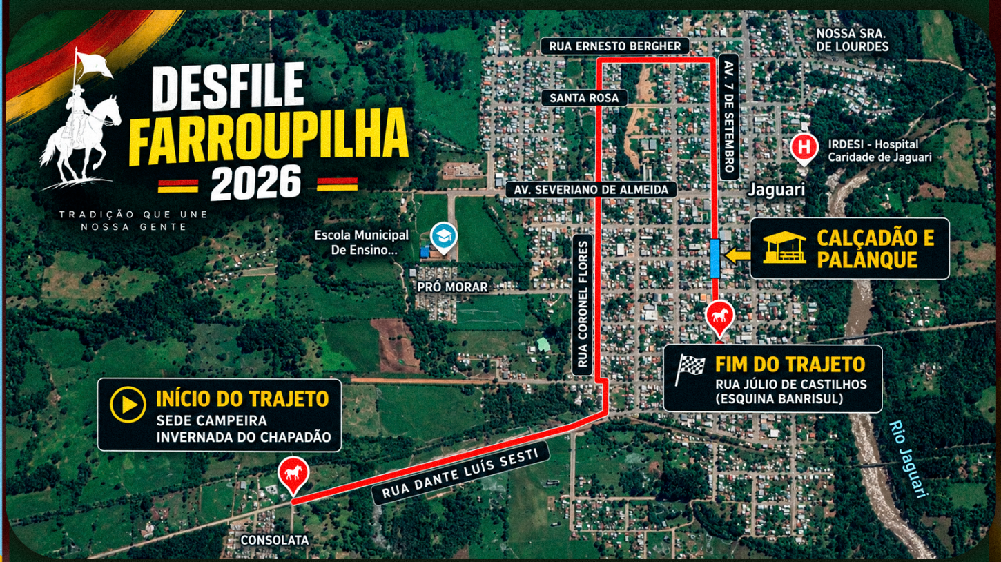 Desfile Farroupilha de Jaguari terá novo trajeto de concentração dos participantes