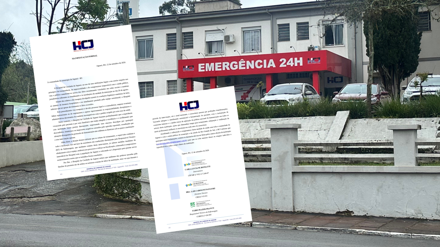 Hospital de Jaguari divulga nota em resposta às acusações feitas por familiar de paciente
