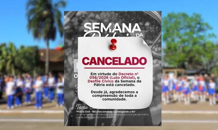 Após falecimento de professora, desfile é cancelado em Nova Esperança do Sul