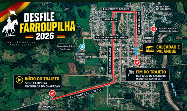 Desfile Farroupilha de Jaguari terá novo trajeto