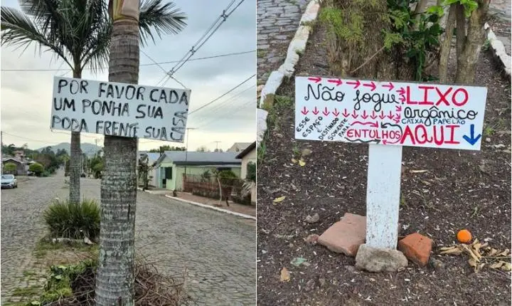 Placas que viraram um recado de conscientização em Jaguari